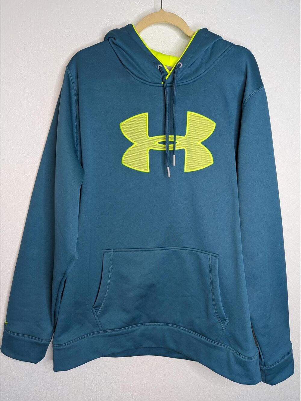Under Armour Storm 1 ColdGear Hoodie Blue Neon Yellow XXL
